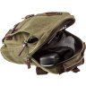 Оливковая сумка-рюкзак из текстиля на одно плечо Vintage (20141) - 3