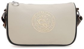 Компактная женская сумка из фактурной кожи Borsa Leather 94663 бежевого цвета