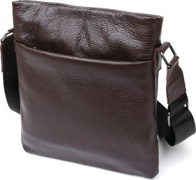 Шкіряна сучасна чоловіча сумка через плече коричневого кольору SHVIGEL (11601)