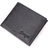 Чорний стильний чоловічий гаманець із натуральної шкіри з тисненням без монетниці KARYA (2421049) - 1