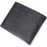 Чорний стильний чоловічий гаманець із натуральної шкіри з тисненням без монетниці KARYA (2421049) - 2