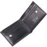 Черный стильный мужской кошелек из натуральной кожи с тиснением без монетницы KARYA (2421049) - 4
