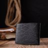 Чорний стильний чоловічий гаманець із натуральної шкіри з тисненням без монетниці KARYA (2421049) - 8