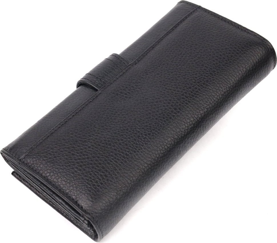 Черный женский длинный кошелек из натуральной кожи высокого качества KARYA (2421149)