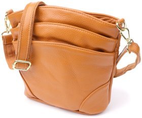 Яркая женская сумка рыжего цвета из натуральной фактурной кожи Vintage 94863