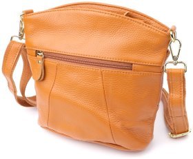Яркая женская сумка рыжего цвета из натуральной фактурной кожи Vintage 94863
