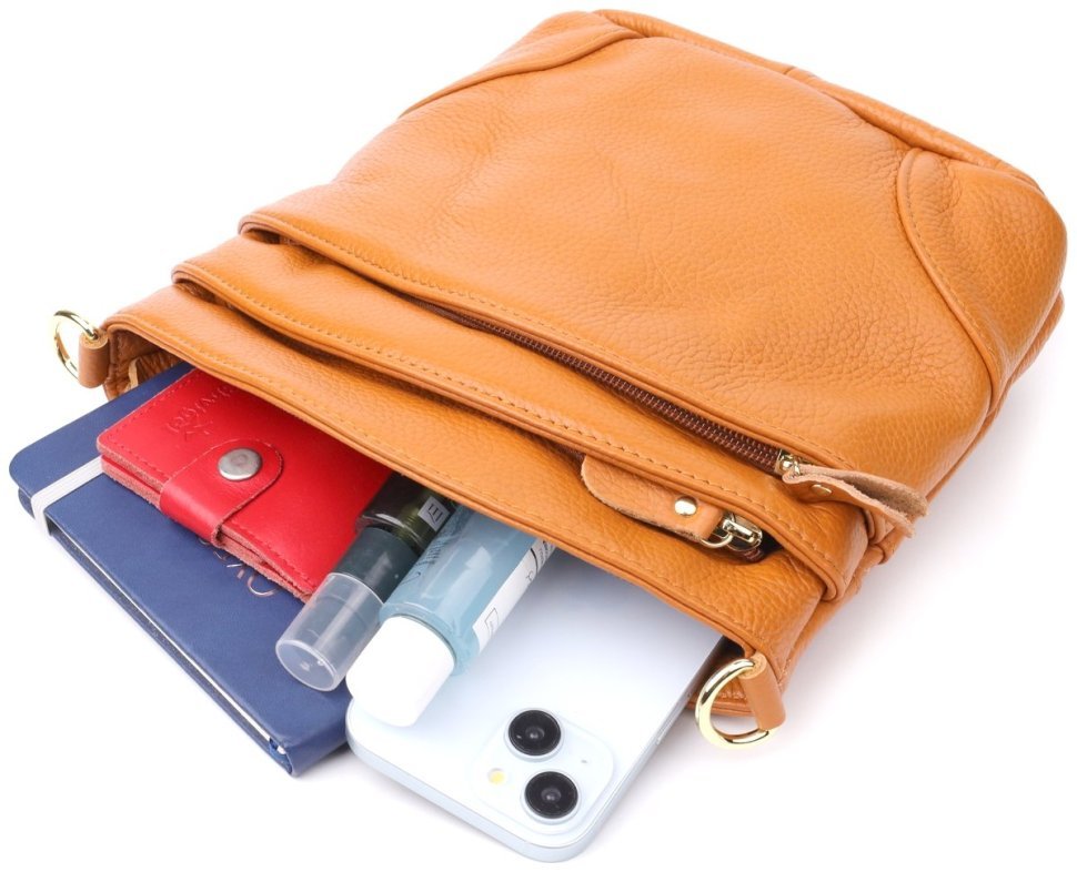 Яркая женская сумка рыжего цвета из натуральной фактурной кожи Vintage 94863 фото №6 Яркая женская сумка рыжего цвета из натуральной фактурной кожи Vintage 94863 modnotak фото №6