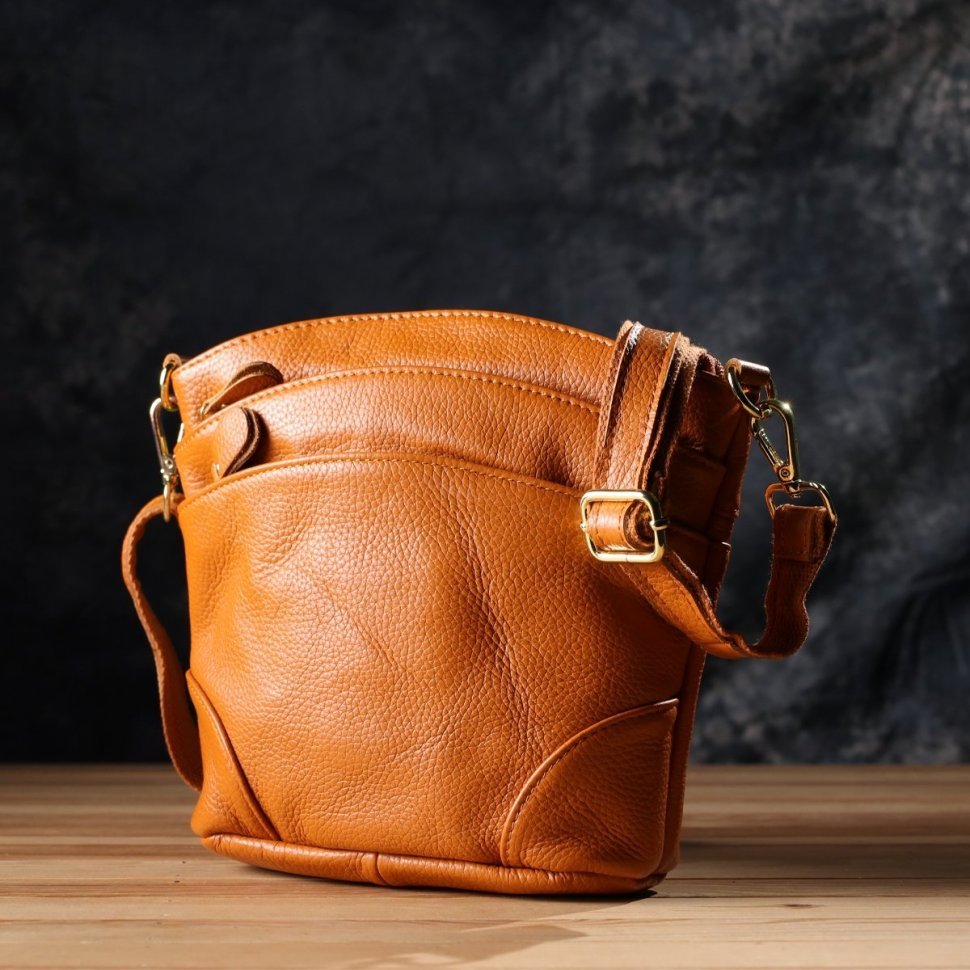 Яркая женская сумка рыжего цвета из натуральной фактурной кожи Vintage 94863 фото №8 Яркая женская сумка рыжего цвета из натуральной фактурной кожи Vintage 94863 modnotak фото №8