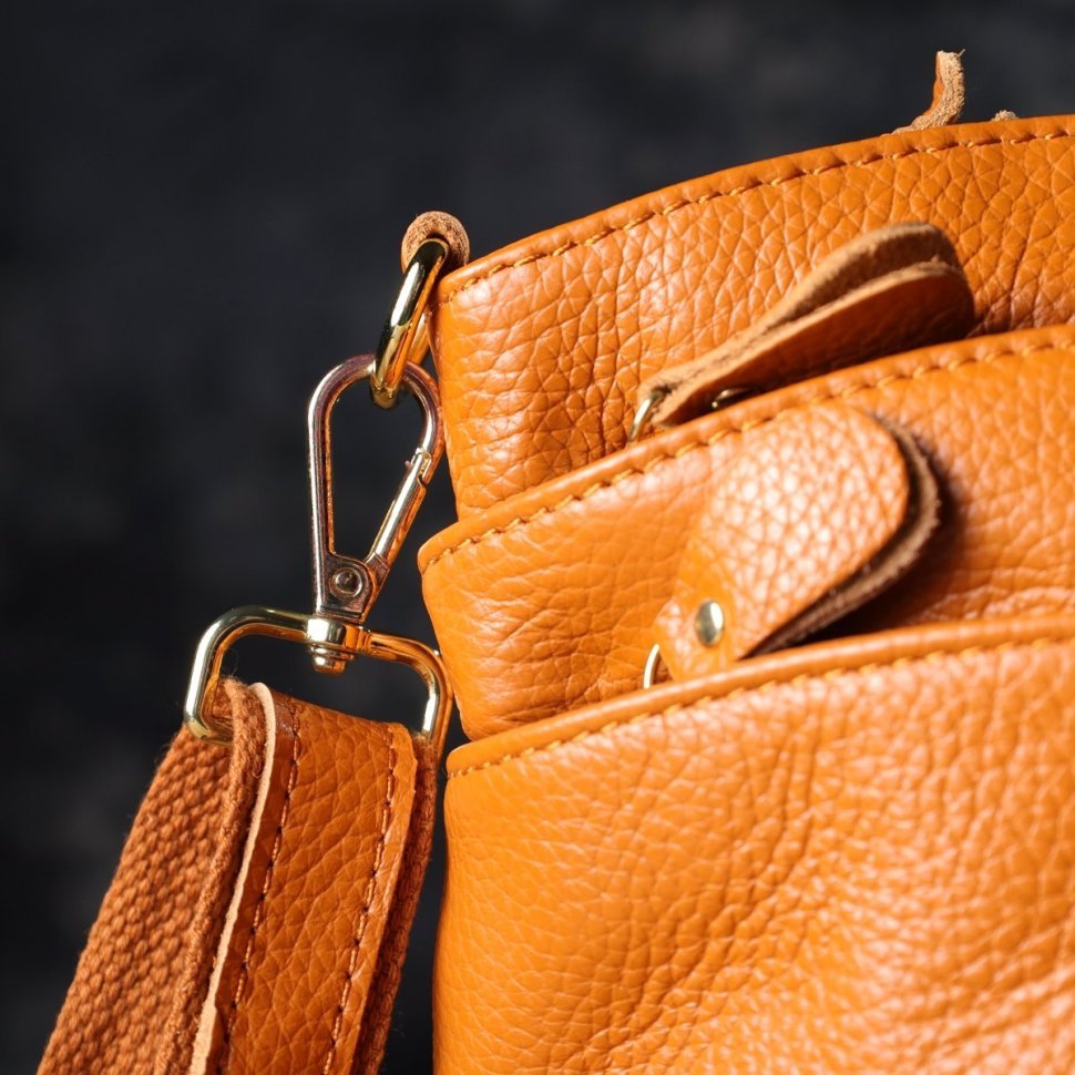 Яркая женская сумка рыжего цвета из натуральной фактурной кожи Vintage 94863 фото №9 Яркая женская сумка рыжего цвета из натуральной фактурной кожи Vintage 94863 modnotak фото №9