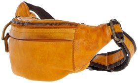 Яскрава сумка бананка з натуральної гладкої шкіри Ashwood D102 жовтого кольору 95463