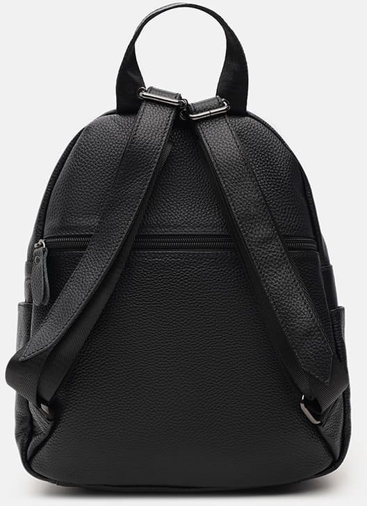 Стильний жіночий рюкзак середнього розміру із чорної шкіри Keizer (21303)