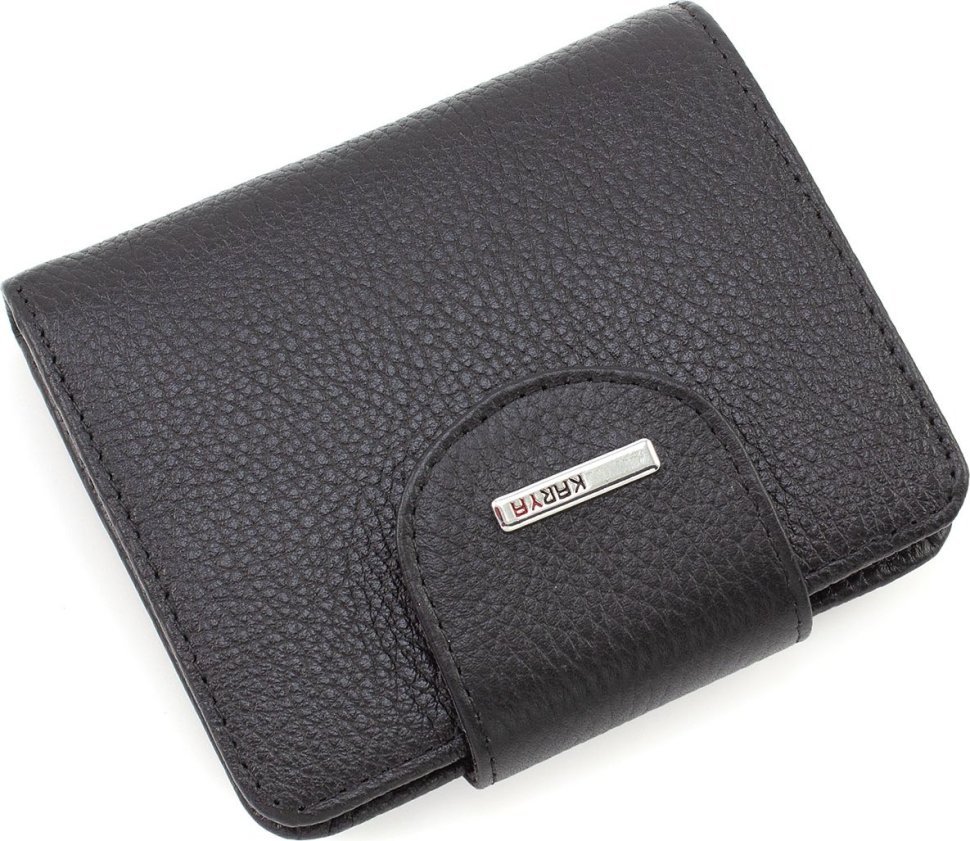 Шкіряний жіночий гаманець компактного розміру в чорно-червоному кольорі KARYA (55863)