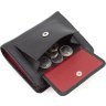 Шкіряний жіночий гаманець компактного розміру в чорно-червоному кольорі KARYA (55863) - 5