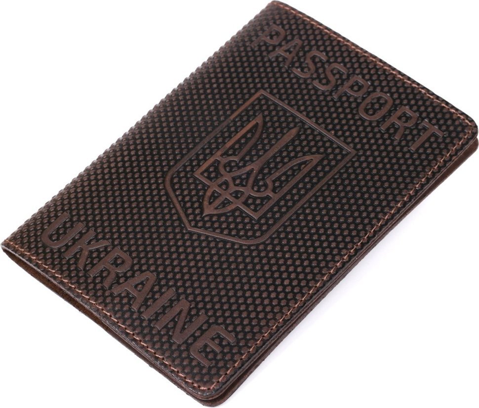 Коричневая обложка на паспорт из натуральной кожи с гербом Shvigel (2413930)