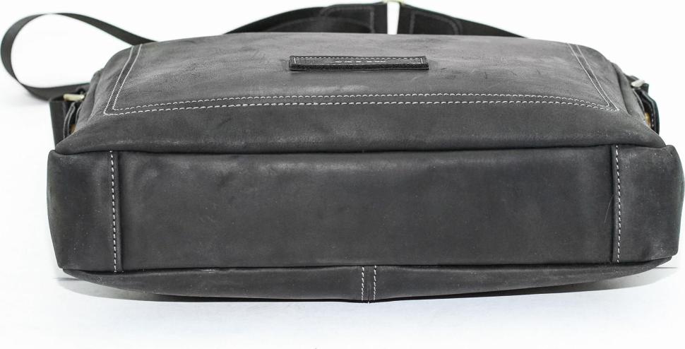 Черная кожаная сумка через плечо горизонтального типа VATTO (12004)