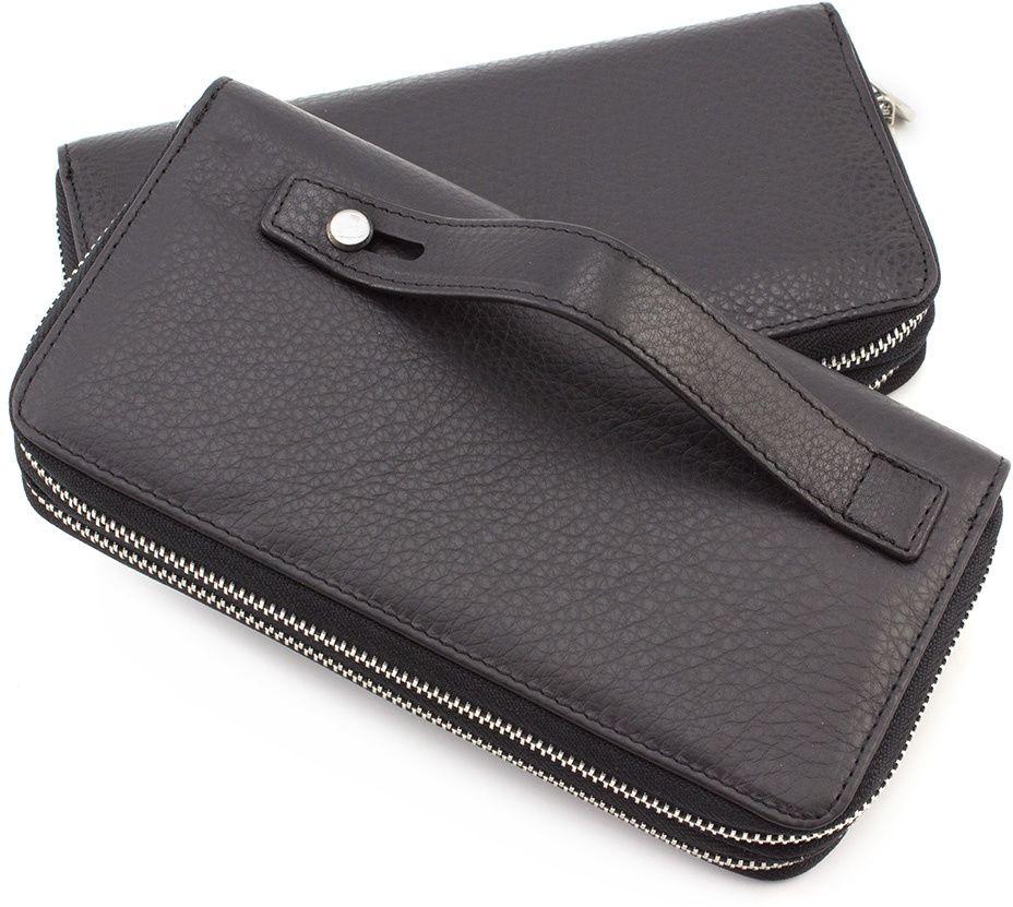 Чорний чоловічий гаманець-клатч на дві блискавки ST Leather (18846)