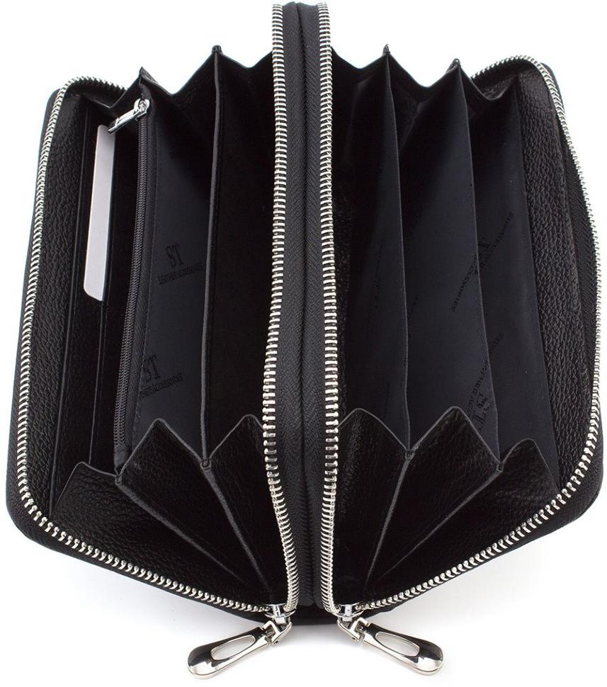Черный мужской кошелек-клатч на две молнии ST Leather (18846)