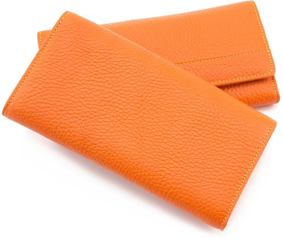 Женский кожаный кошелек оранжевого цвета KARYA (16198)