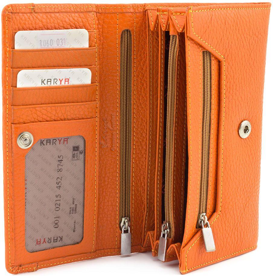 Жіночий шкіряний гаманець оранжевого кольору KARYA (16198)