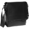 Середня чоловіча шкіряна сумка чорного кольору з ремінцем на плече Borsa Leather (56963) - 1