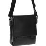 Средняя мужская кожаная сумка черного цвета с ремешком на плечо Borsa Leather (56963) - 4