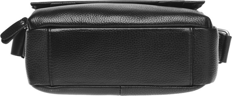 Середня чоловіча шкіряна сумка чорного кольору з ремінцем на плече Borsa Leather (56963)