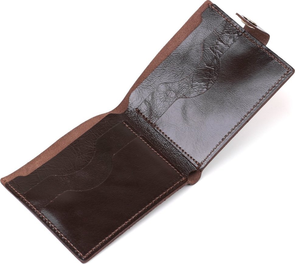 Коричневое тонкое мужское портмоне из натуральной кожи без монетницы Shvigel (2416464)