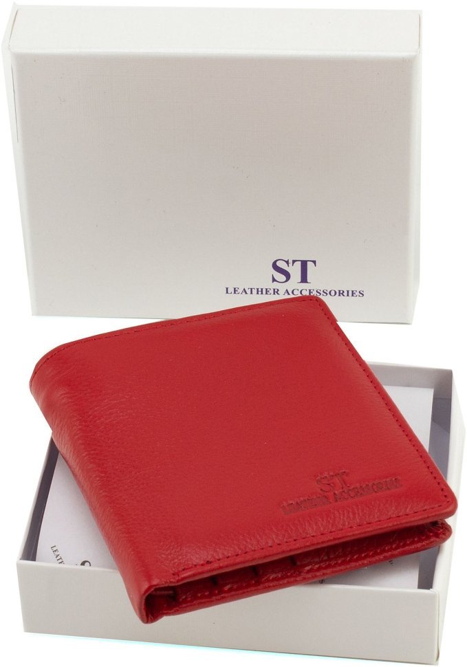 Червоний жіночий гаманець із натуральної шкіри з магнітною фіксацією ST Leather 1767263