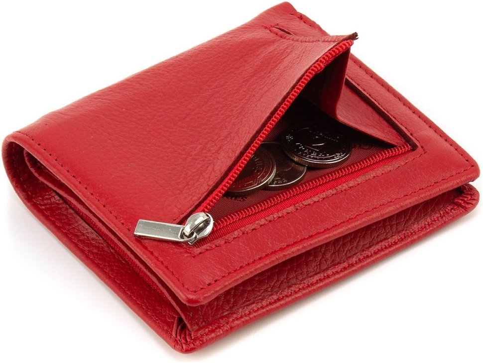 Червоний жіночий гаманець із натуральної шкіри з магнітною фіксацією ST Leather 1767263
