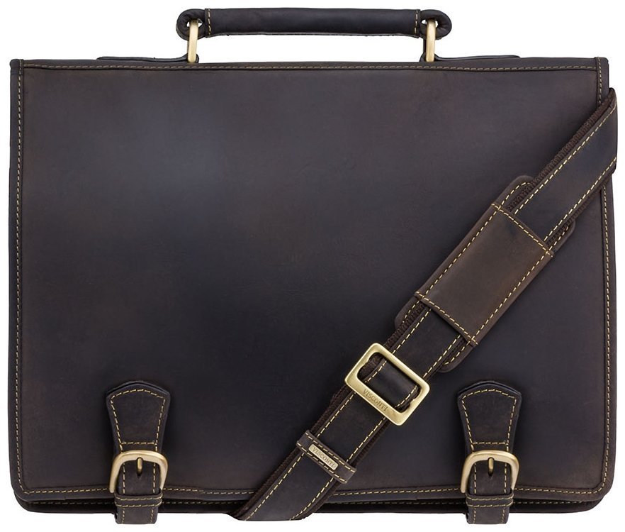 Чоловічий портфель із вінтажної шкіри темно-коричневого кольору Visconti Hulk 77363
