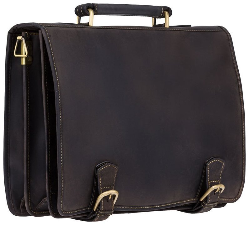Мужской портфель из винтажной кожи темно-коричневого цвета Visconti Hulk 77363