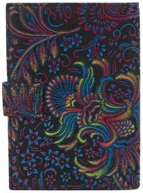 Обложка для документов из натуральной кожи на кнопке Desisan 107463 синего цвета с узором цветов