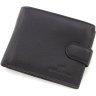 Среднее мужское портмоне из натуральной кожи черного цвета под карты и документы ST Leather 1767463