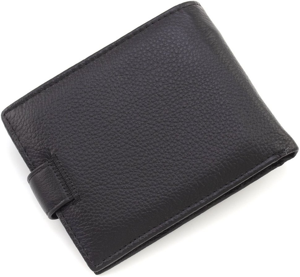 Середнє чоловіче портмоне з натуральної шкіри чорного кольору під карти та документи ST Leather 1767463