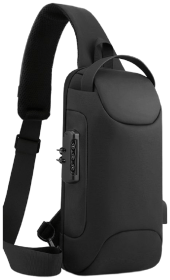 Мужская текстильная сумка-слинг черного цвета с кодовым замком Confident 77463