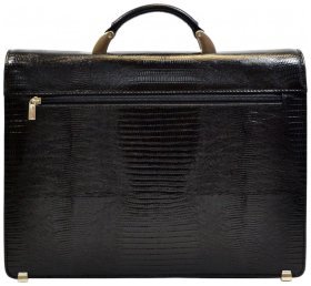 Деловой мужской портфель из натуральной кожи с лазерной текстурой Desisan 107563 черного цвета