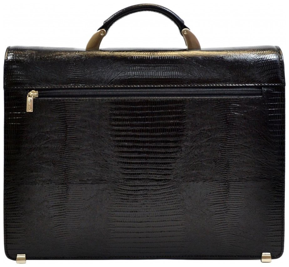 Деловой мужской портфель из натуральной кожи с лазерной текстурой Desisan 107563 черного цвета modnotak фото №2