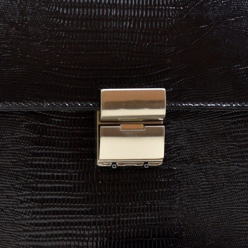 Деловой мужской портфель из натуральной кожи с лазерной текстурой Desisan 107563 черного цвета modnotak фото №5