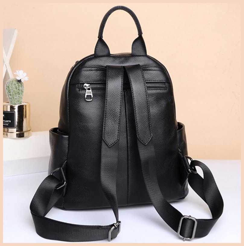 Жіночий рюкзак для міста із фактурної шкіри чорного кольору Olivia Leather 77563