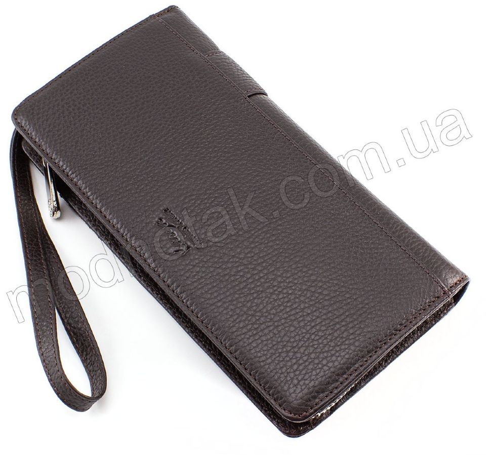 Шкіряний гаманець-клатч коричневого кольору KARYA (1136-39)