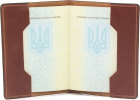 Винтажная обложка для паспорта в светло-коричневом цвете с картой Украины - Grande Pelle (21958) - 2