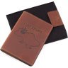 Вінтажна обкладинка для паспорта у світло-коричневому кольорі з картою України - Grande Pelle (21958) - 6