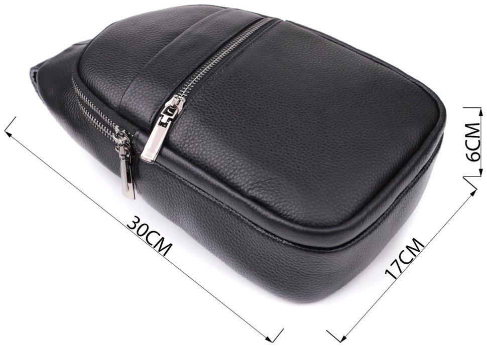 Вместительная мужская слинг сумка на каждый день черного цвета Vintage 98163 фото №3 Вместительная мужская слинг сумка на каждый день черного цвета Vintage 98163 modnotak фото №3