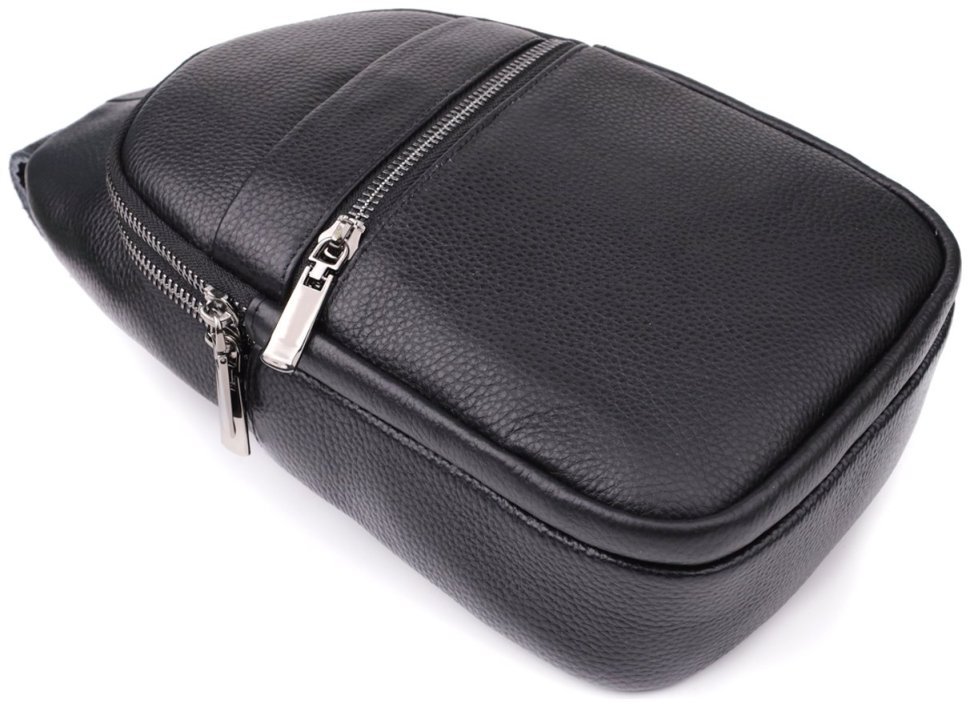 Вместительная мужская слинг сумка на каждый день черного цвета Vintage 98163 фото №5 Вместительная мужская слинг сумка на каждый день черного цвета Vintage 98163 modnotak фото №5