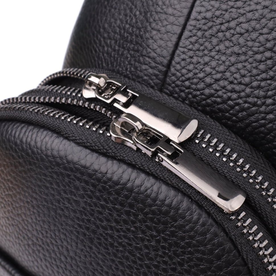 Вместительная мужская слинг сумка на каждый день черного цвета Vintage 98163 фото №6 Вместительная мужская слинг сумка на каждый день черного цвета Vintage 98163 modnotak фото №6