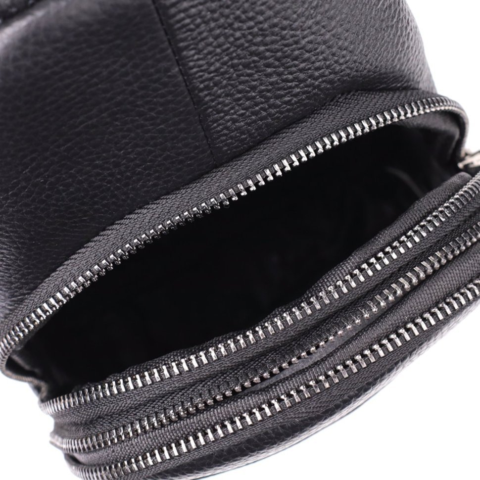 Вместительная мужская слинг сумка на каждый день черного цвета Vintage 98163 фото №7 Вместительная мужская слинг сумка на каждый день черного цвета Vintage 98163 modnotak фото №7