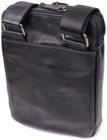 Сумка планшет для мужчин из зернистой кожи черно цвета через плечо Shvigel 108363