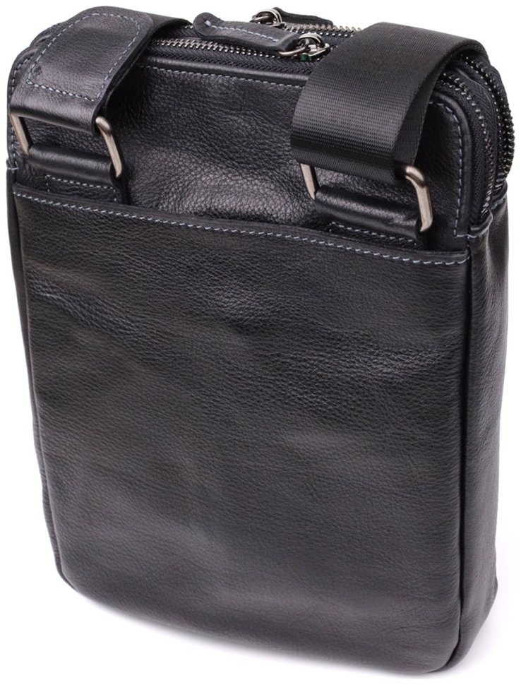 Сумка планшет для мужчин из зернистой кожи черно цвета через плечо Shvigel 108363 modnotak фото №2