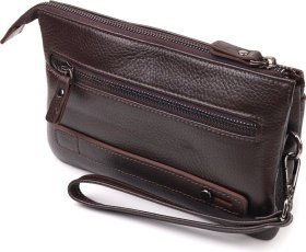 Мужской клатч из натуральной зернистой кожи коричневого цвета на запястье CANPELLINI (2421553)