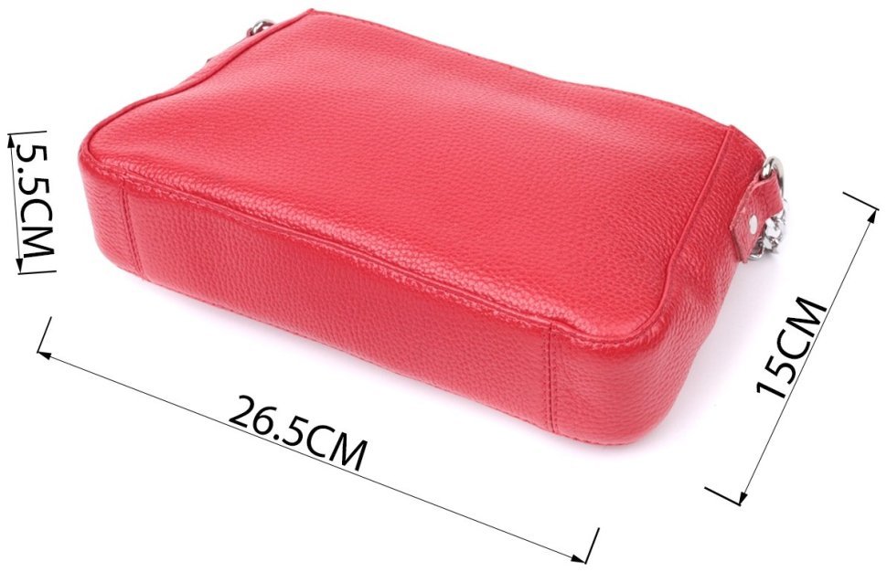 Кожаная красная сумка багет с цепочкой и съемным ремешком Shvigel 2422836 фото №3 Кожаная красная сумка багет с цепочкой и съемным ремешком Shvigel 2422836 modnotak фото №3